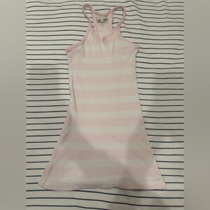 Pink and White Striped, racer back, rubber tank top